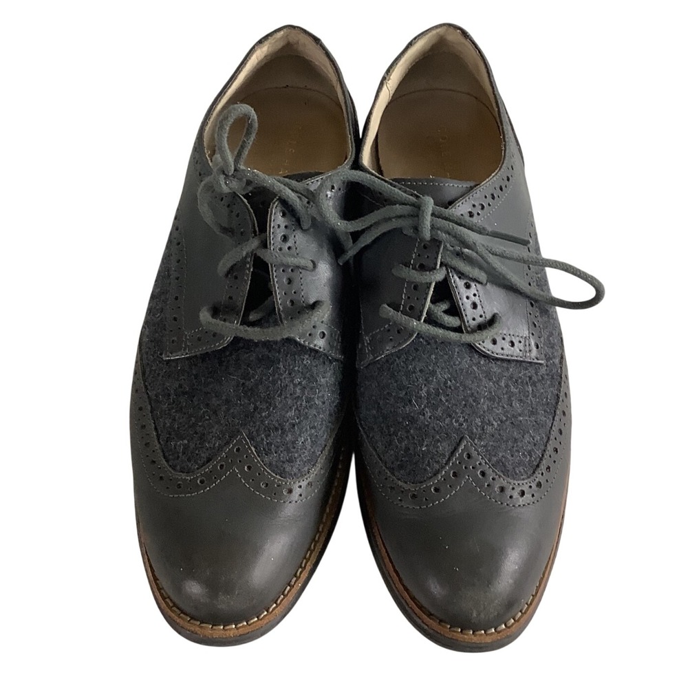 Cole Haan LunarGrand Grey Leather Wool Wingtip Oxford Shoes W00826 Womens 8B